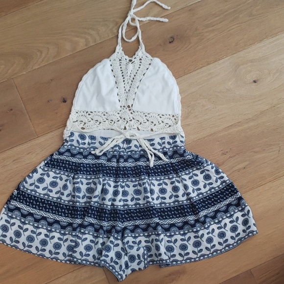 M - Blue Paisley L’atiste Romper - Picture 3 of 9